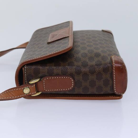 CELINE Macadam Canvas Shoulder Bag Pvc Leather Brown Gold - Picture 4 of 12